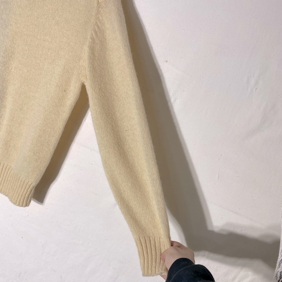 Vintage Wolsey Cream Purple Blue Wool Knit Pullover V Neck Sweater S - Picture 8 of 14